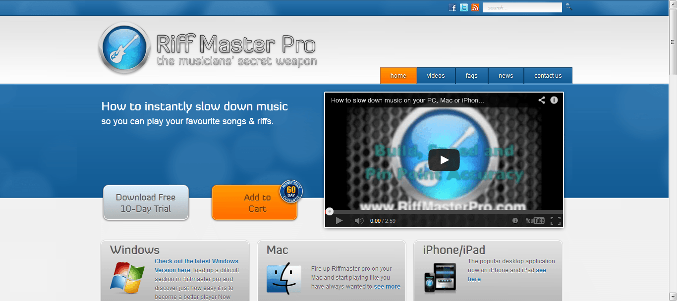 RiffMaster Website Screenshot